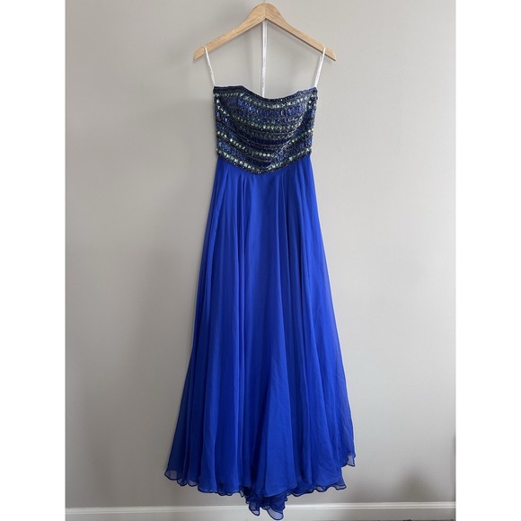 Sherri Hill Dresses & Skirts - Sherri Hill Royal Blue Beaded Strapless Formal Gown Evening Party‎ Dress